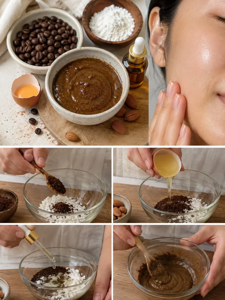 Coffee face mask for reducing wrinkles and fine lines on the skin