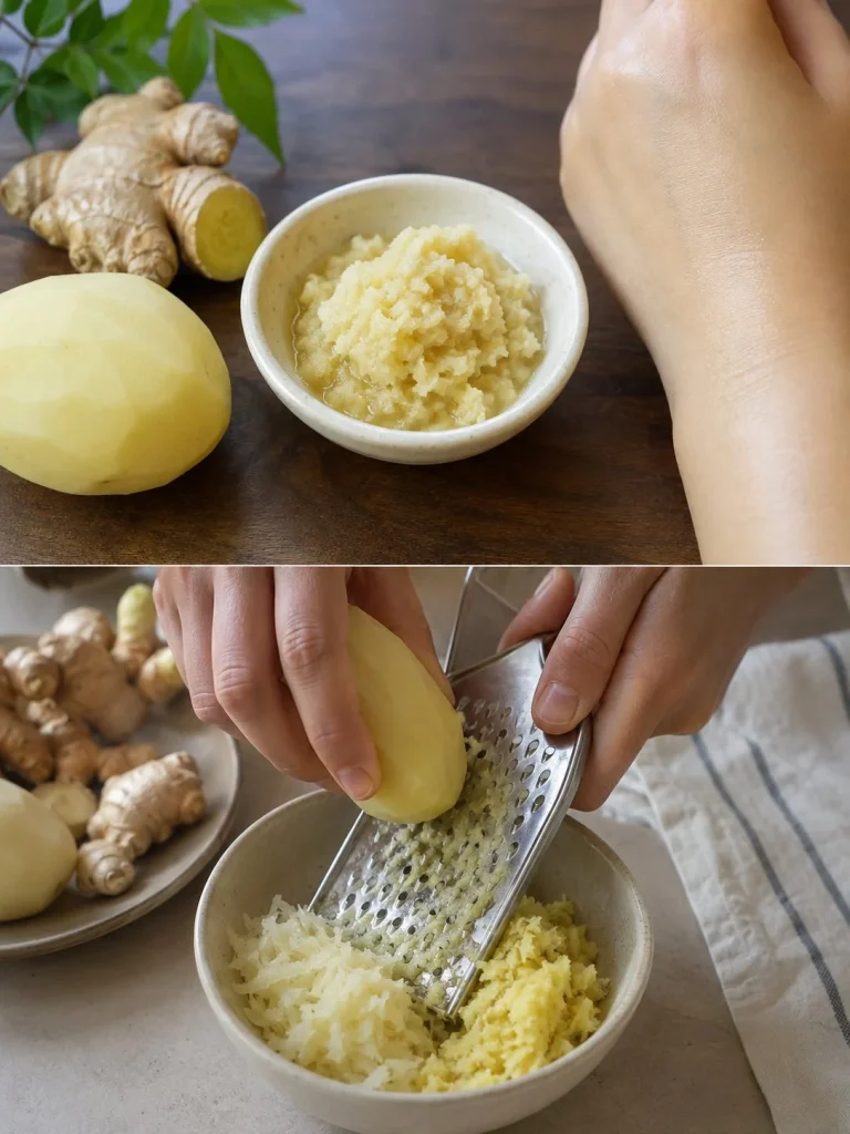 Natural remedy treatment for removing age spots using potato and ginger