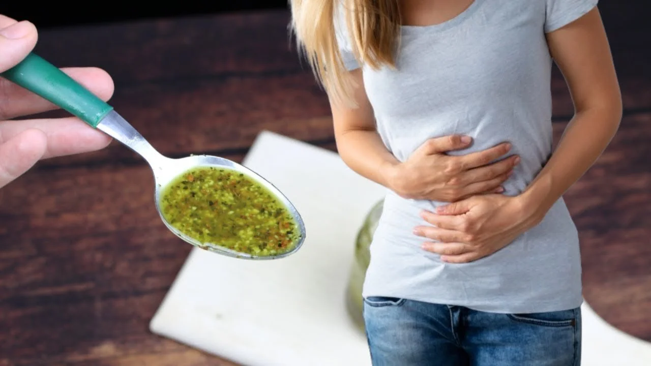 A glass of natural colon cleanse drink to detoxify and improve digestion.