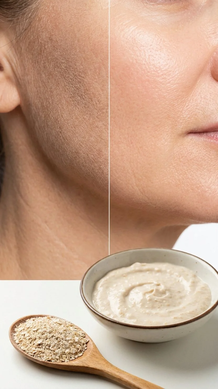 Oat Honey Mask applied to dry mature skin for hydration and nourishment