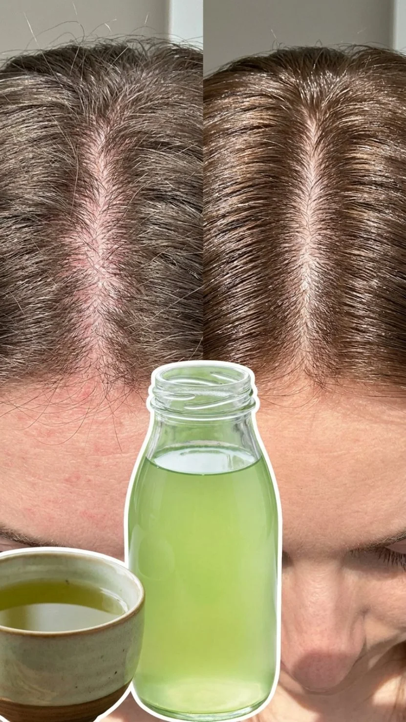 Green tea and aloe scalp rinse for dry and tight scalp treatment
